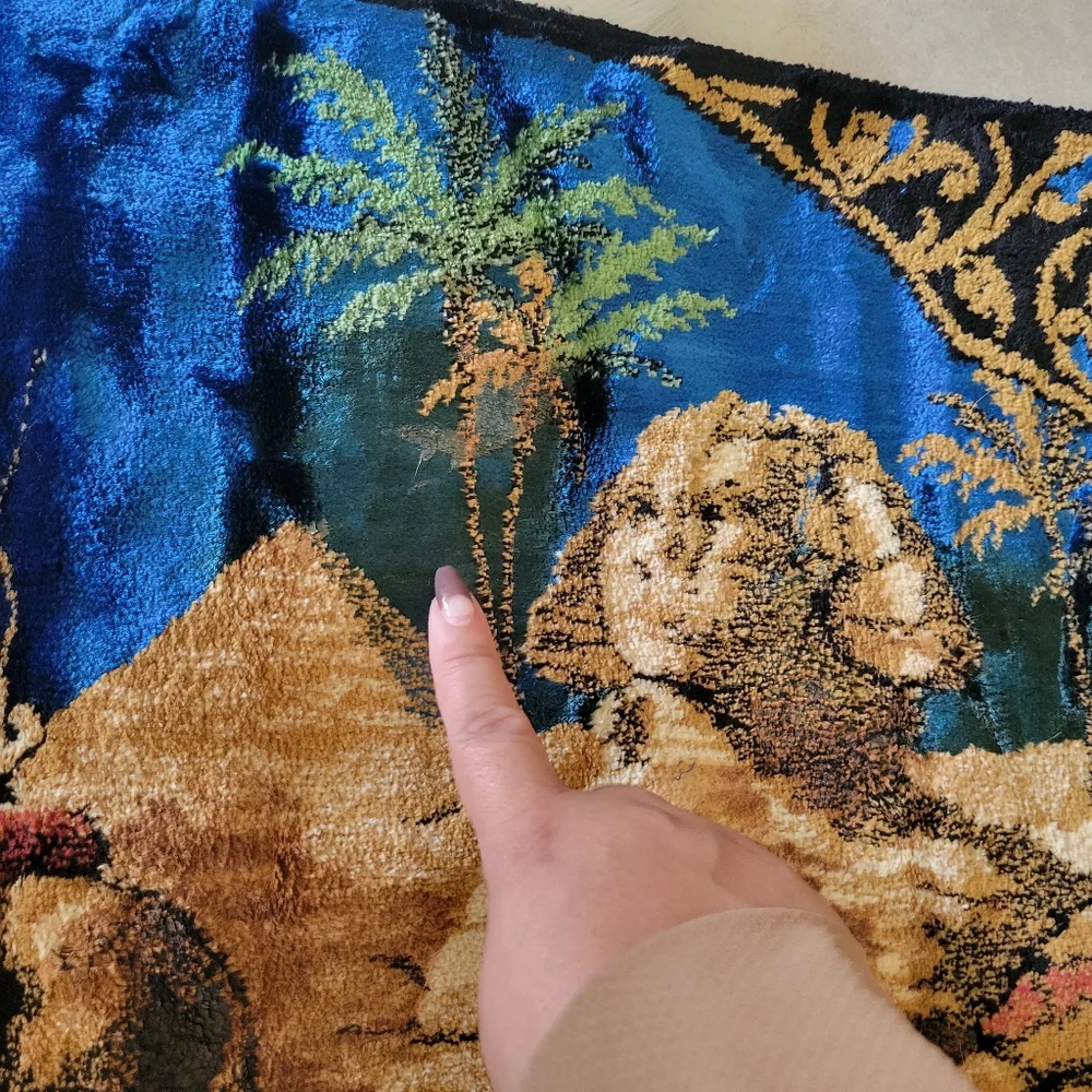 Vintage Elegant Blue and Gold Tapestry Wall Decor